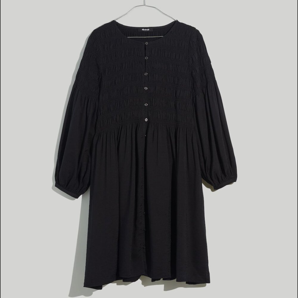 Madewell Black Button-Down Mini- Dress